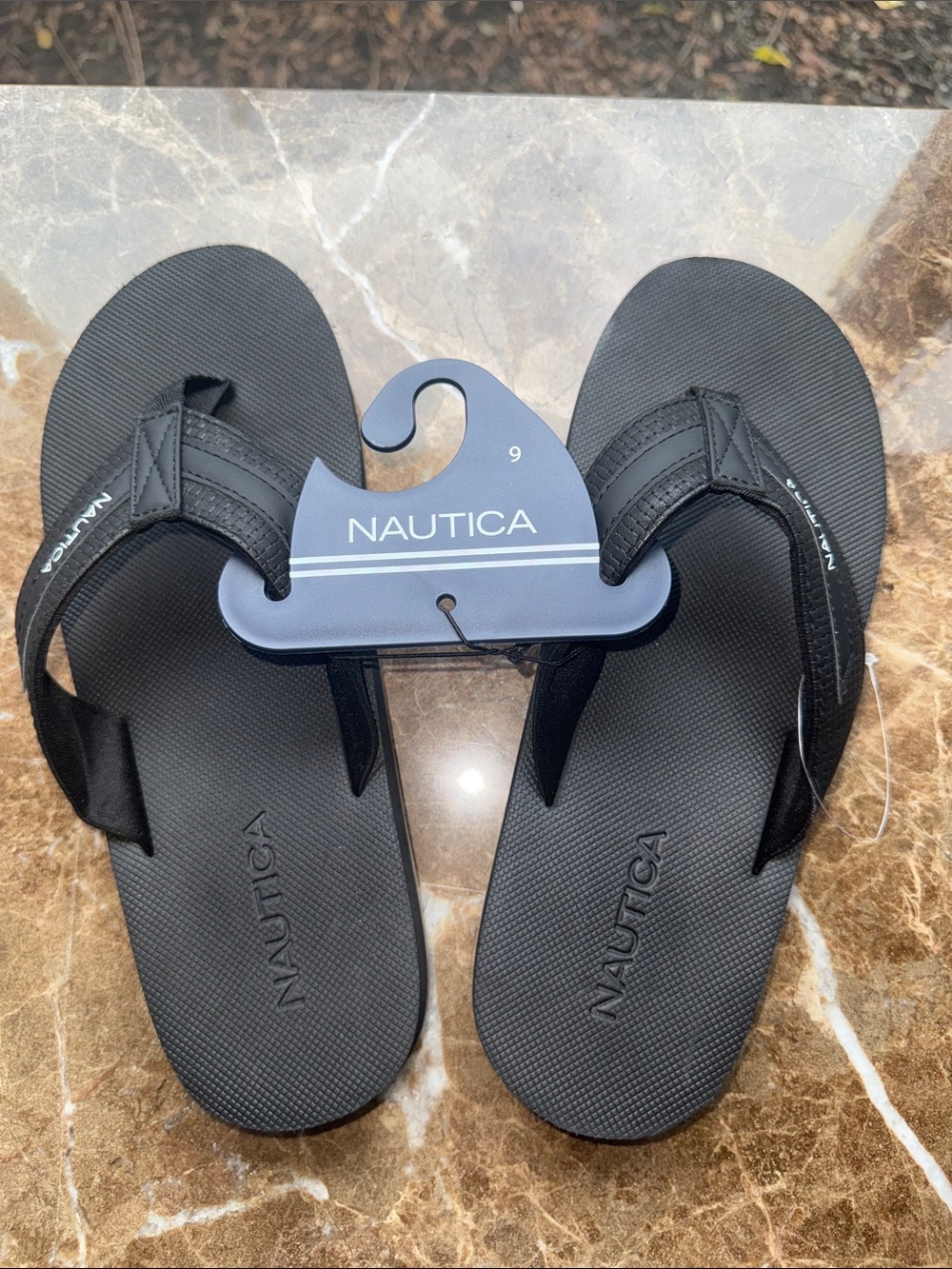 Nautica Men's Black Textured Thong Flip-Flops